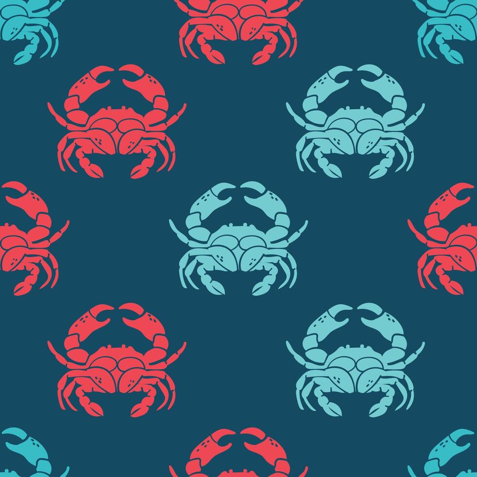 Seamless pattern with crabs. Perfect for fabric design, poster, print, decor element vector