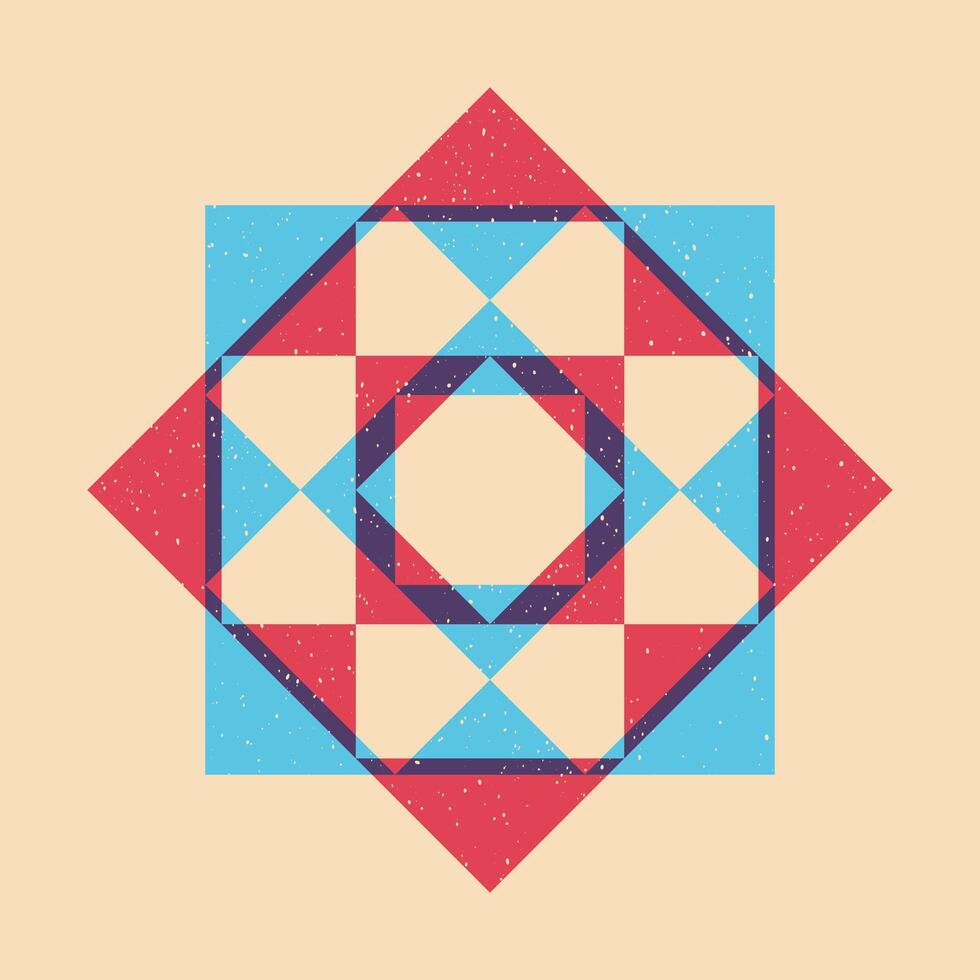 Geometric object with riso print effect. . Graphic element for fabric, textile, clothing, wrapping paper, wallpaper, poster. Graphic element. Perfect For your own decoration or design vector