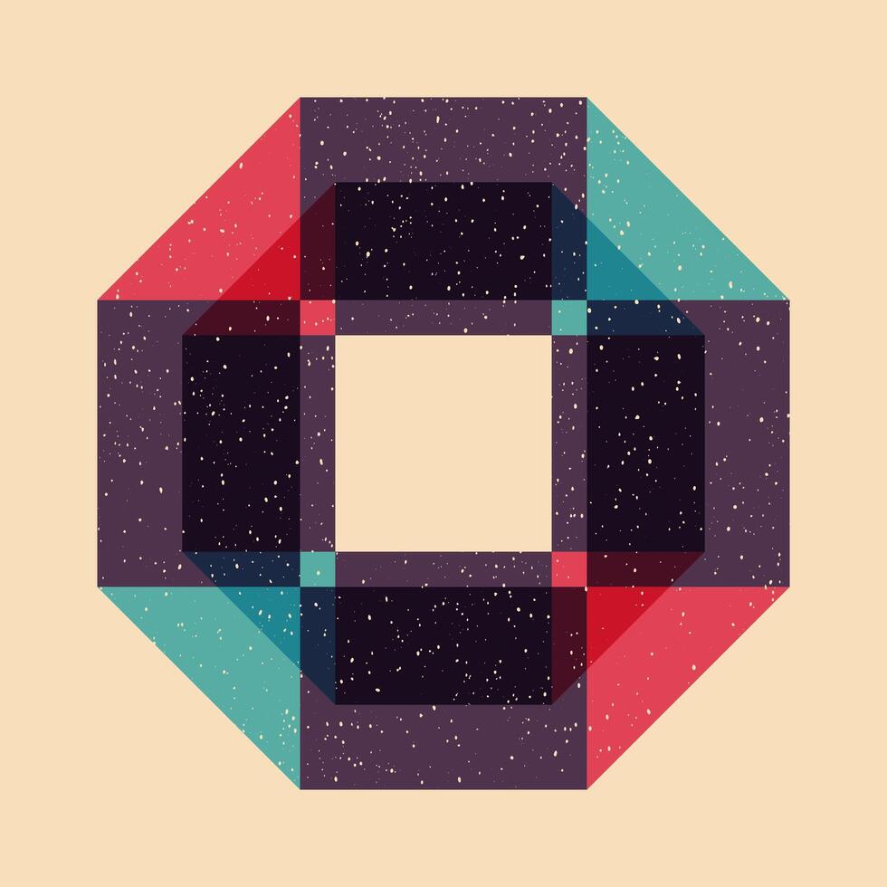 Geometric object with riso print effect. . Graphic element for fabric, textile, clothing, wrapping paper, wallpaper, poster. Graphic element. Perfect For your own decoration or design vector