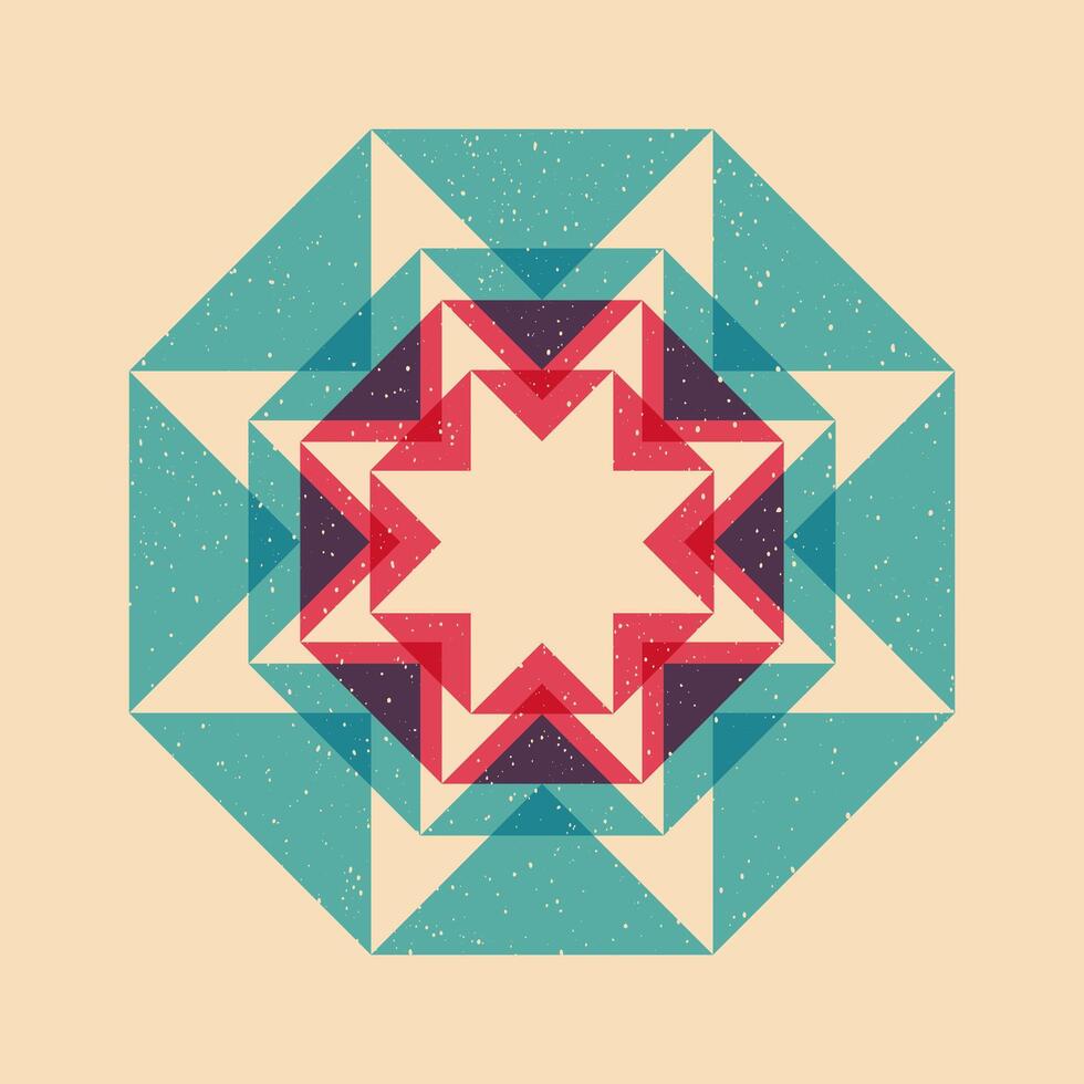 Geometric object with riso print effect. . Graphic element for fabric, textile, clothing, wrapping paper, wallpaper, poster. Graphic element. Perfect For your own decoration or design vector