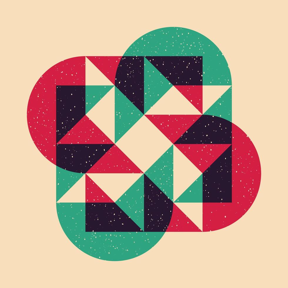 Geometric object with riso print effect. . Graphic element for fabric, textile, clothing, wrapping paper, wallpaper, poster. Graphic element. Perfect For your own decoration or design vector