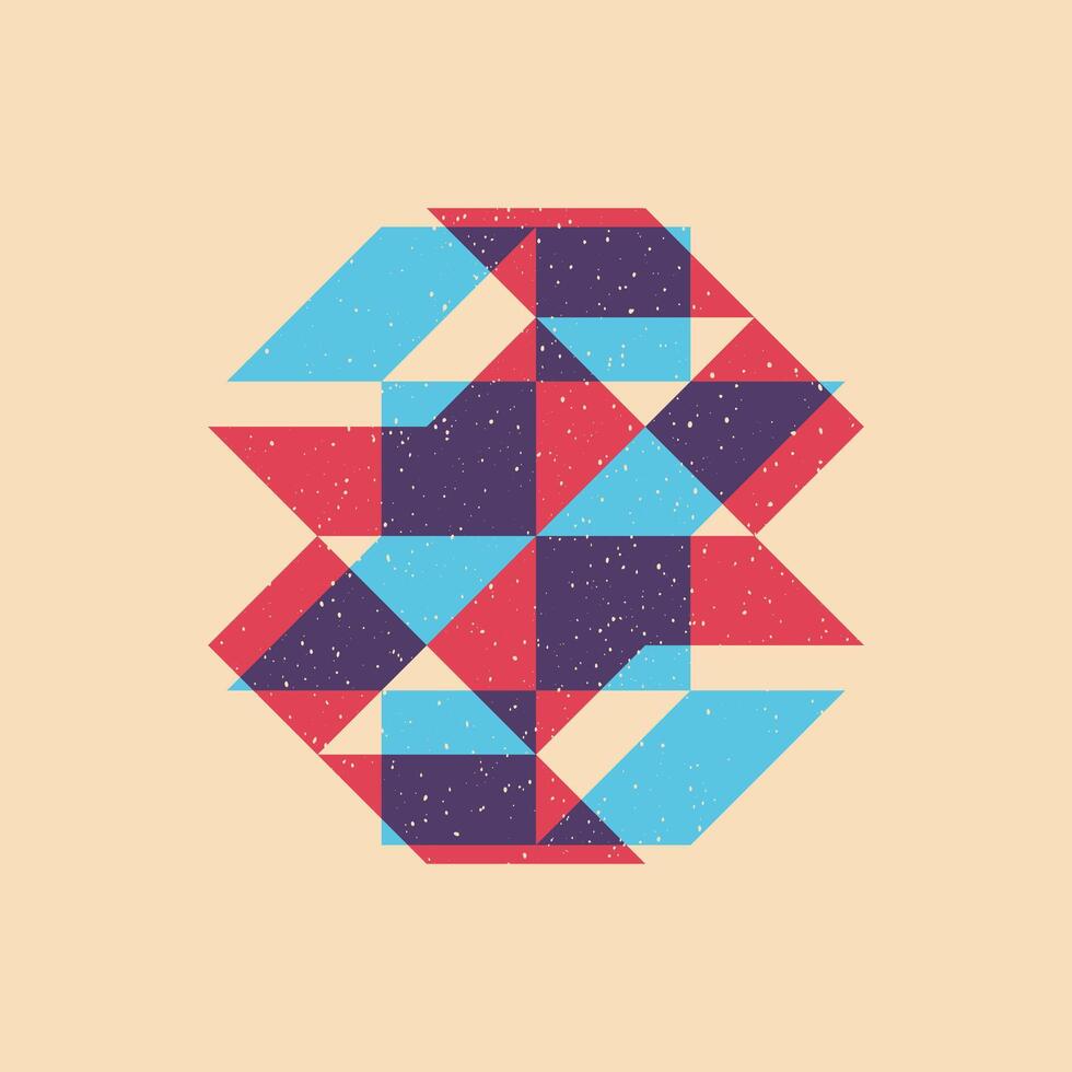 Geometric object with riso print effect. . Graphic element for fabric, textile, clothing, wrapping paper, wallpaper, poster. Graphic element. Perfect For your own decoration or design vector