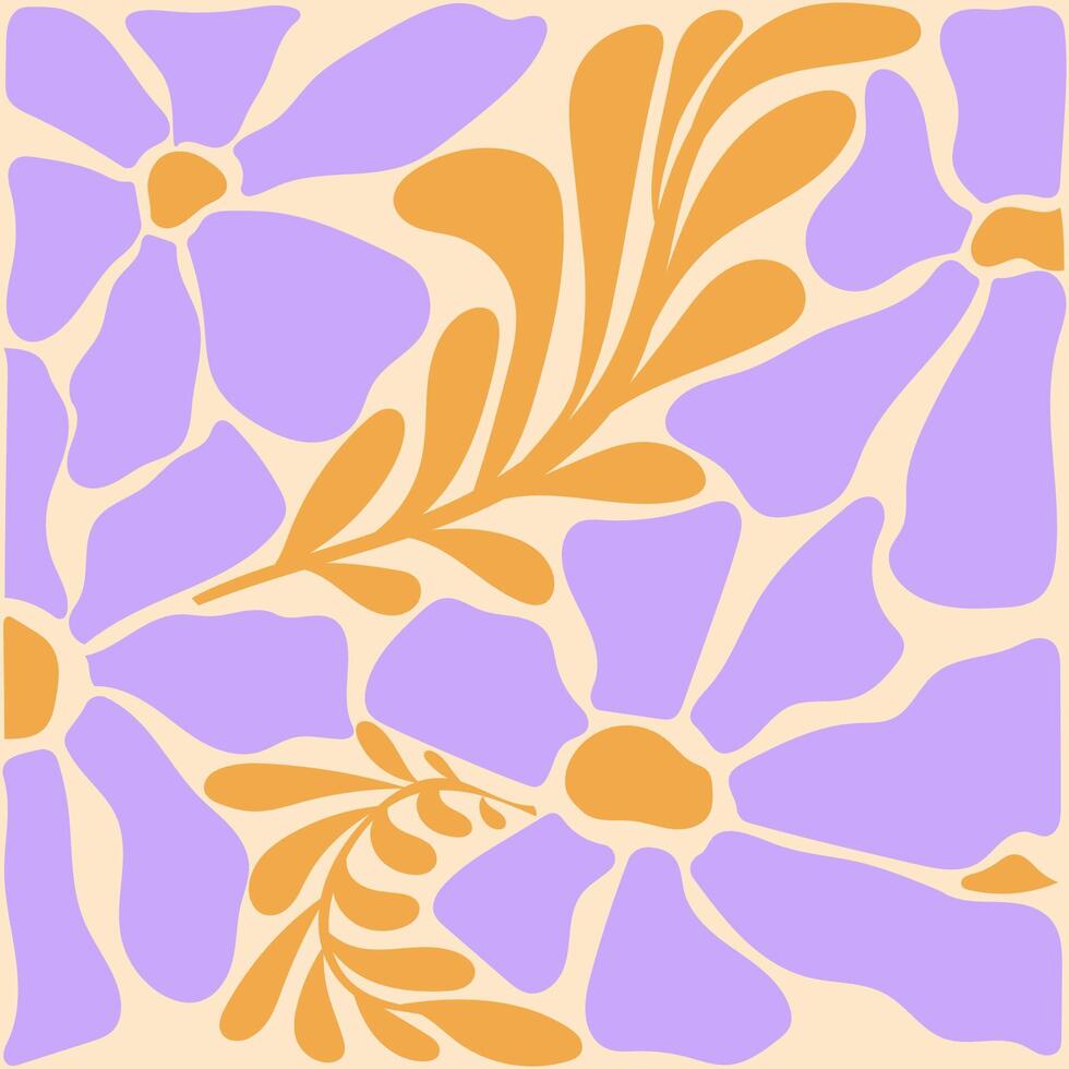Floral abstract elements. Botanical composition. Modern trendy Matisse minimal style. Floral poster, invite. vector