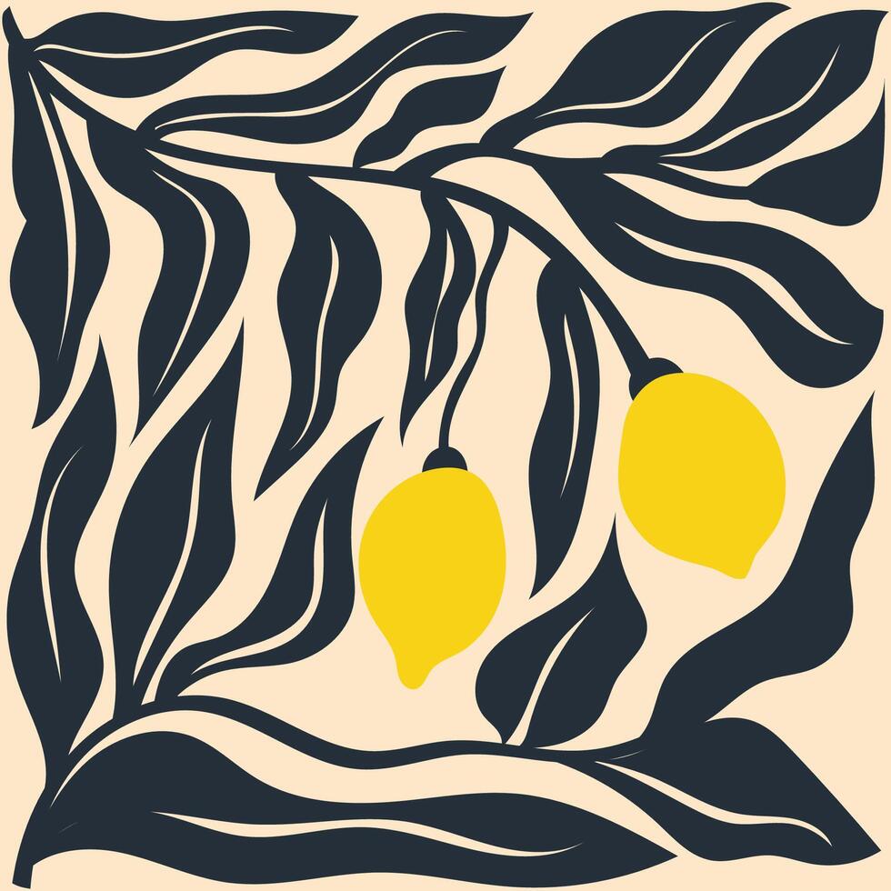 Floral abstract elements. Botanical composition. Modern trendy Matisse minimal style. Floral poster, invite. vector