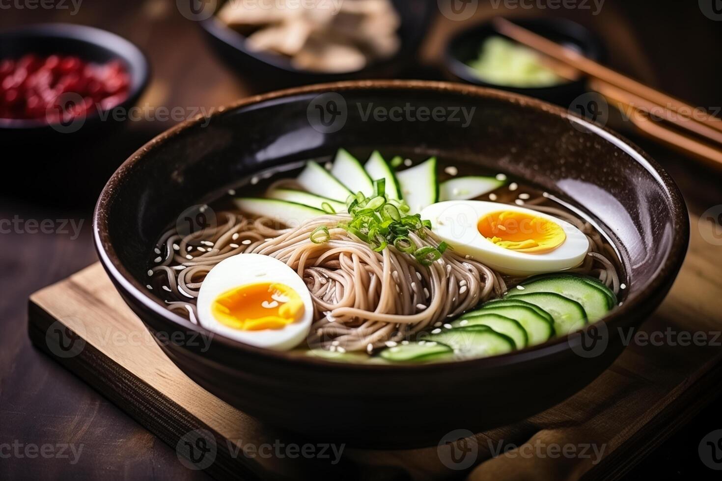 A bowl of naengmyeon photo
