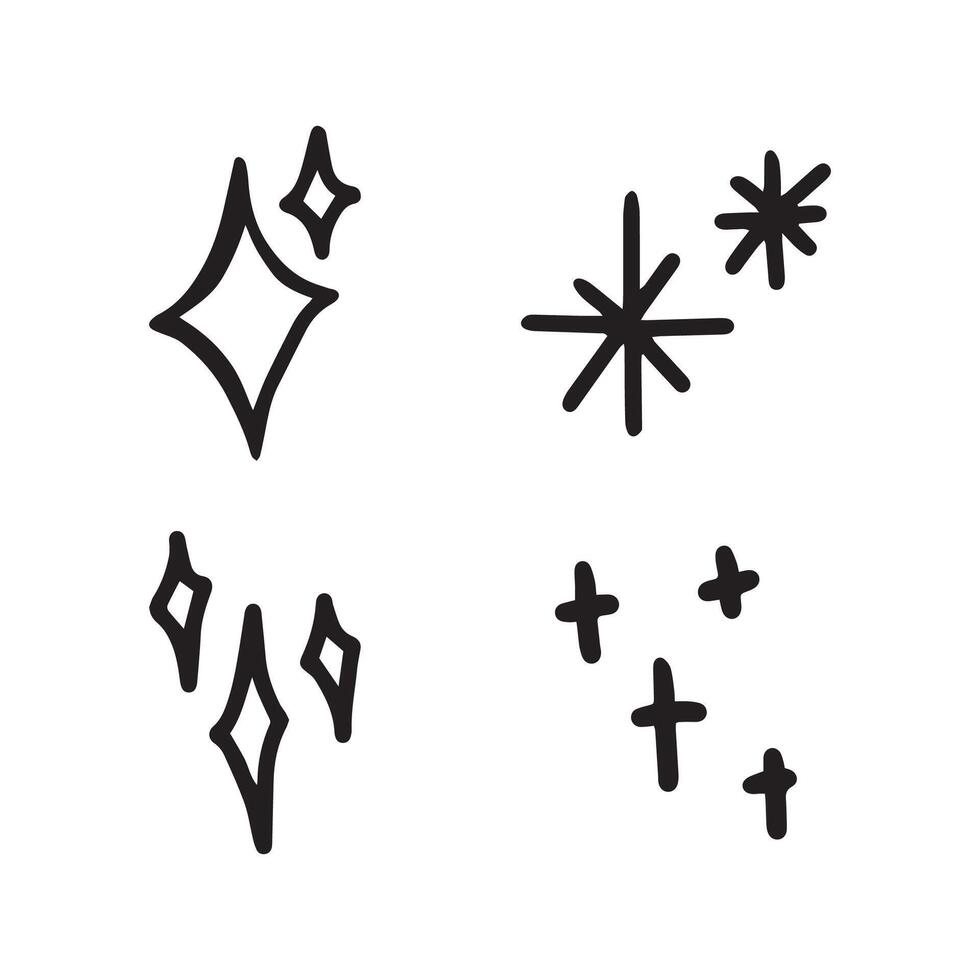 Various star and sparkle doodle hand drawn for element and illustration vector