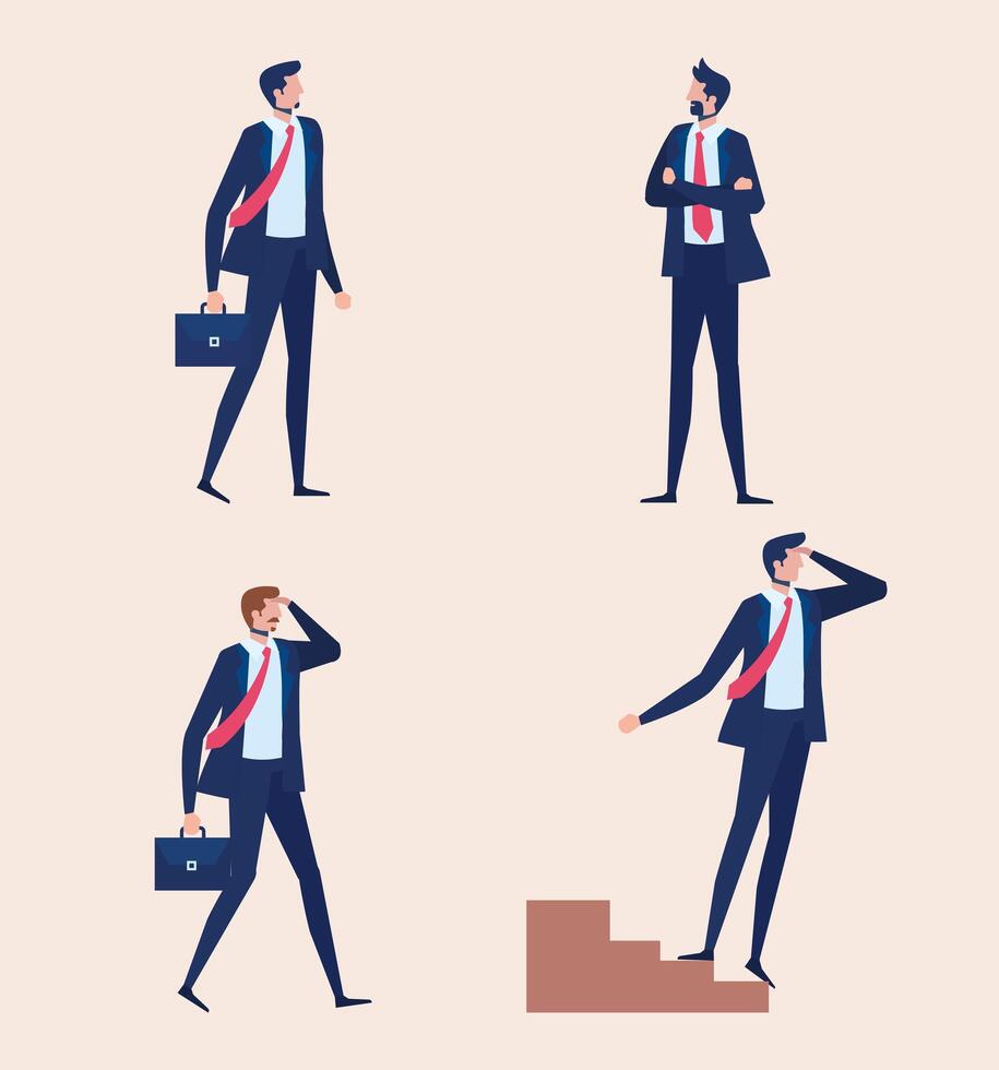 elegant businessmen workers standing characters vector