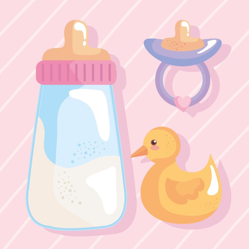 bundle of three baby shower set icons vector