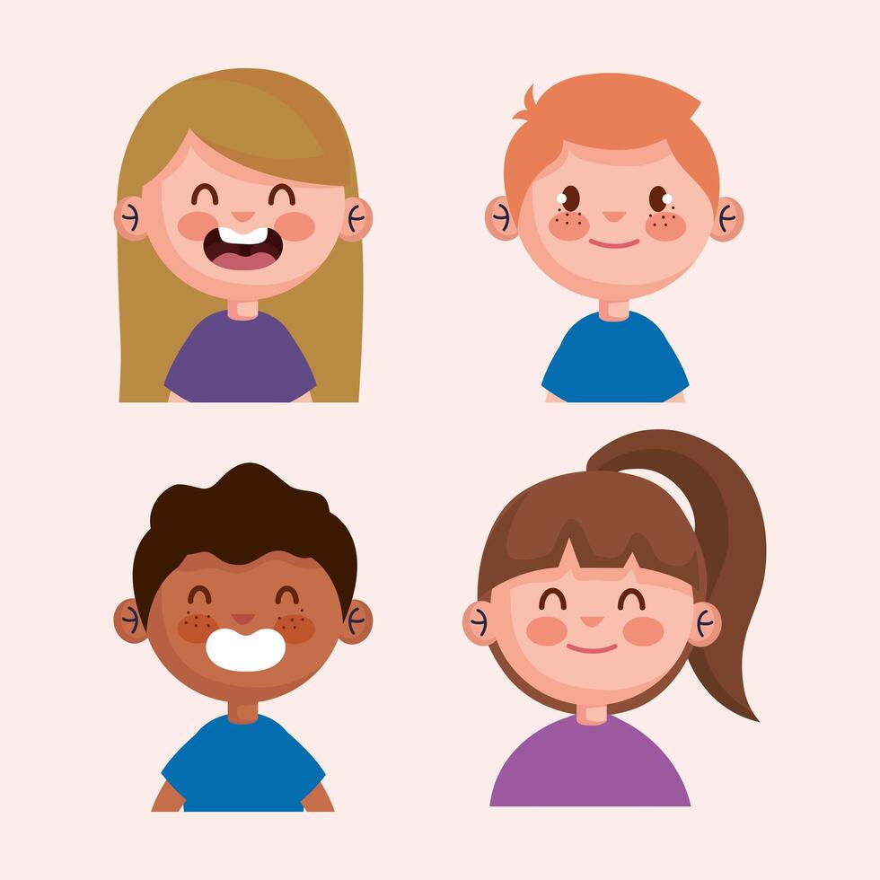 bundle of little kids characters vector