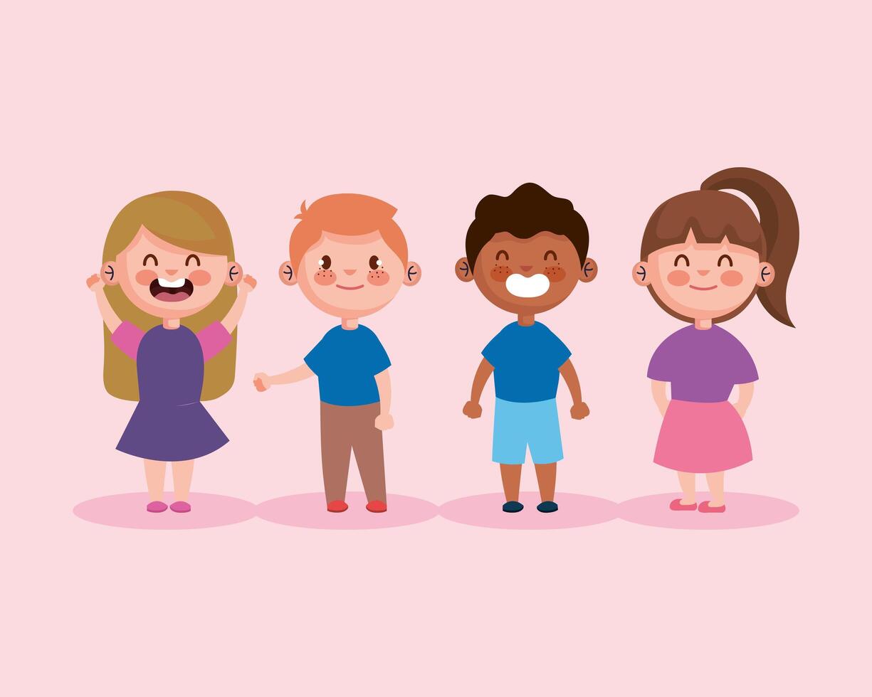 group of little kids characters vector