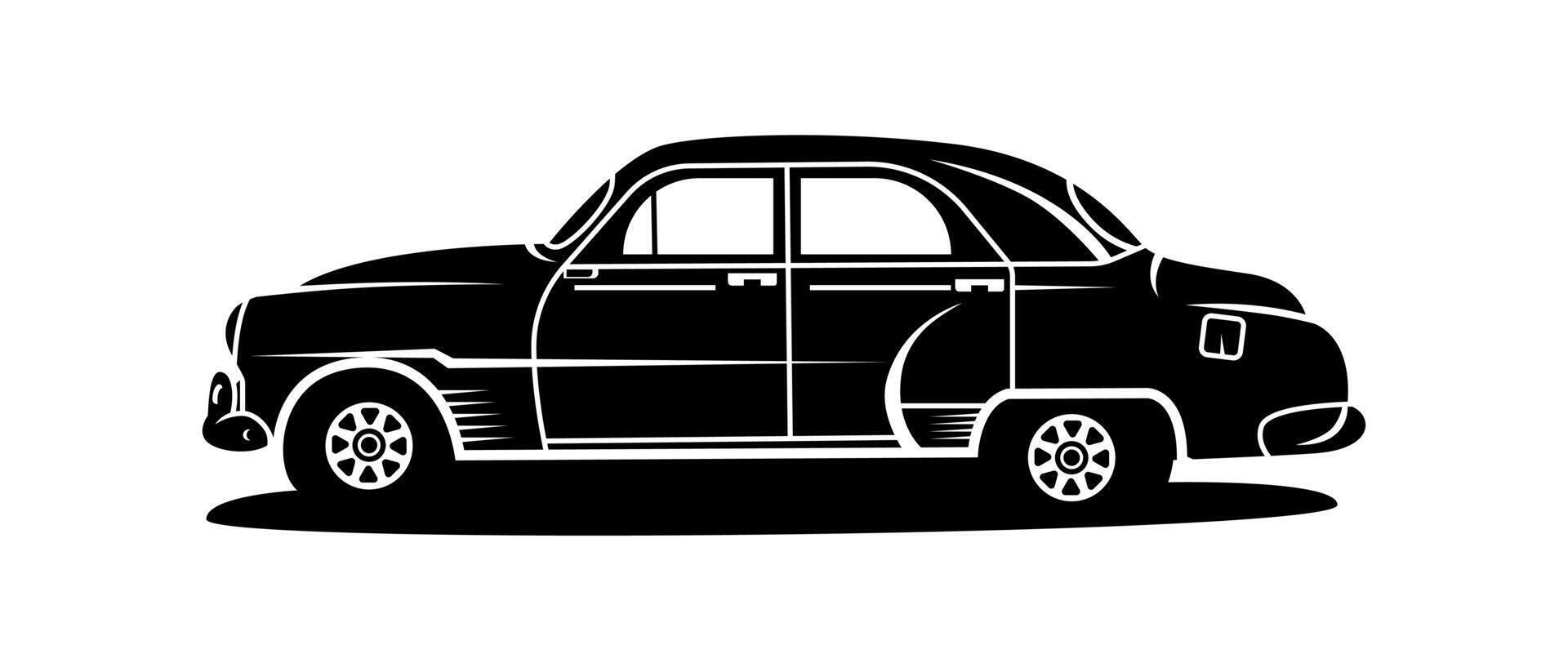 Classic Muscle Car, Monochrome Silhouette vector