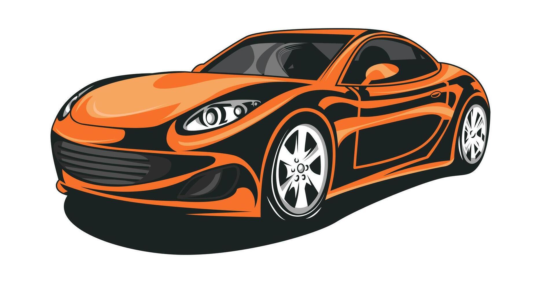 realistic car illustration, orange car side view isolated on white vector