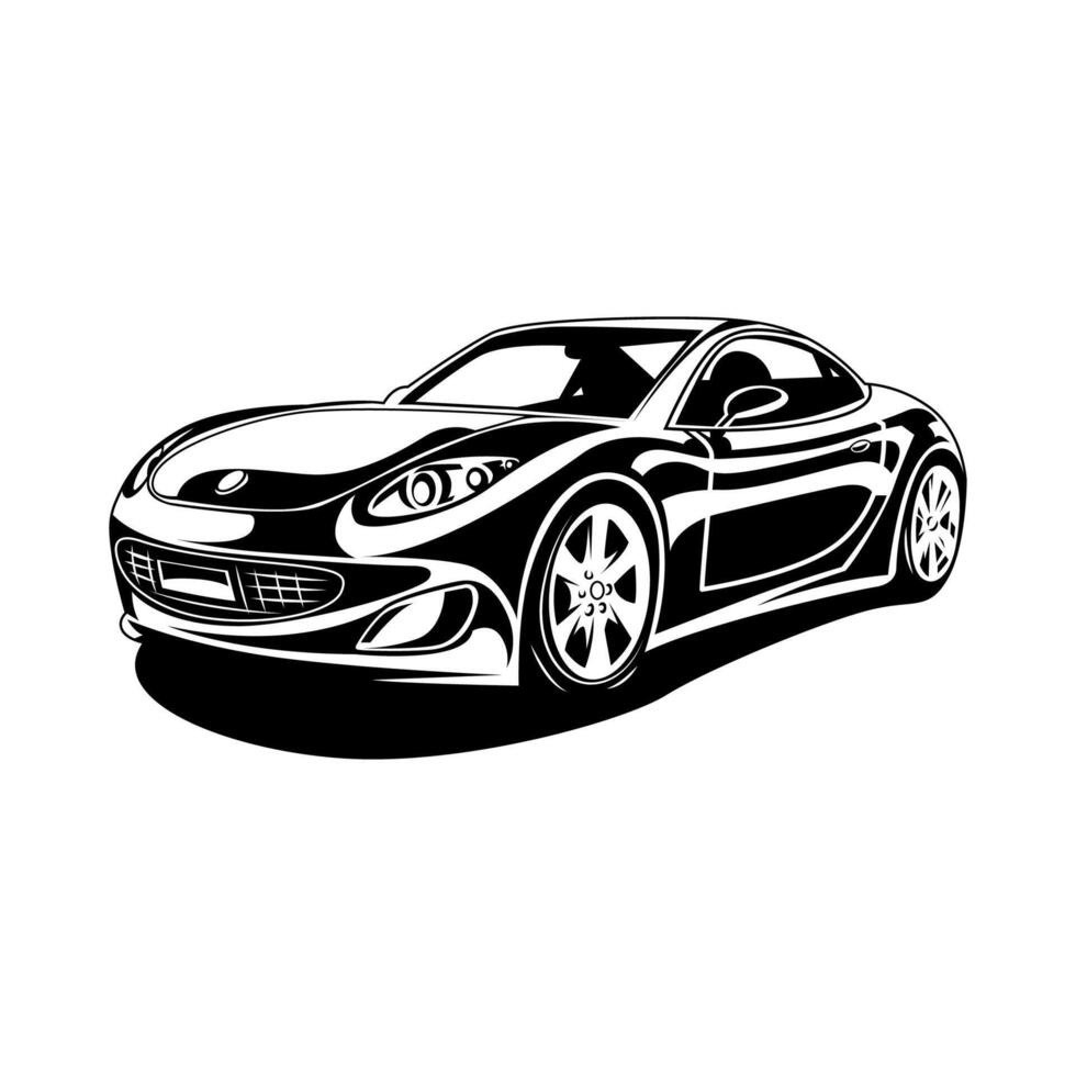 black and white car illustration,car on isolated white background vector