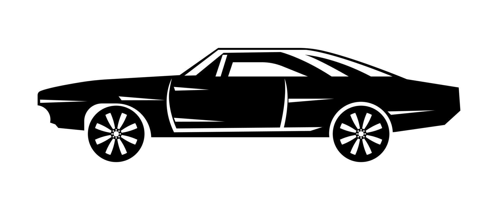 vintage classic car side view,muscle car silhouette vector