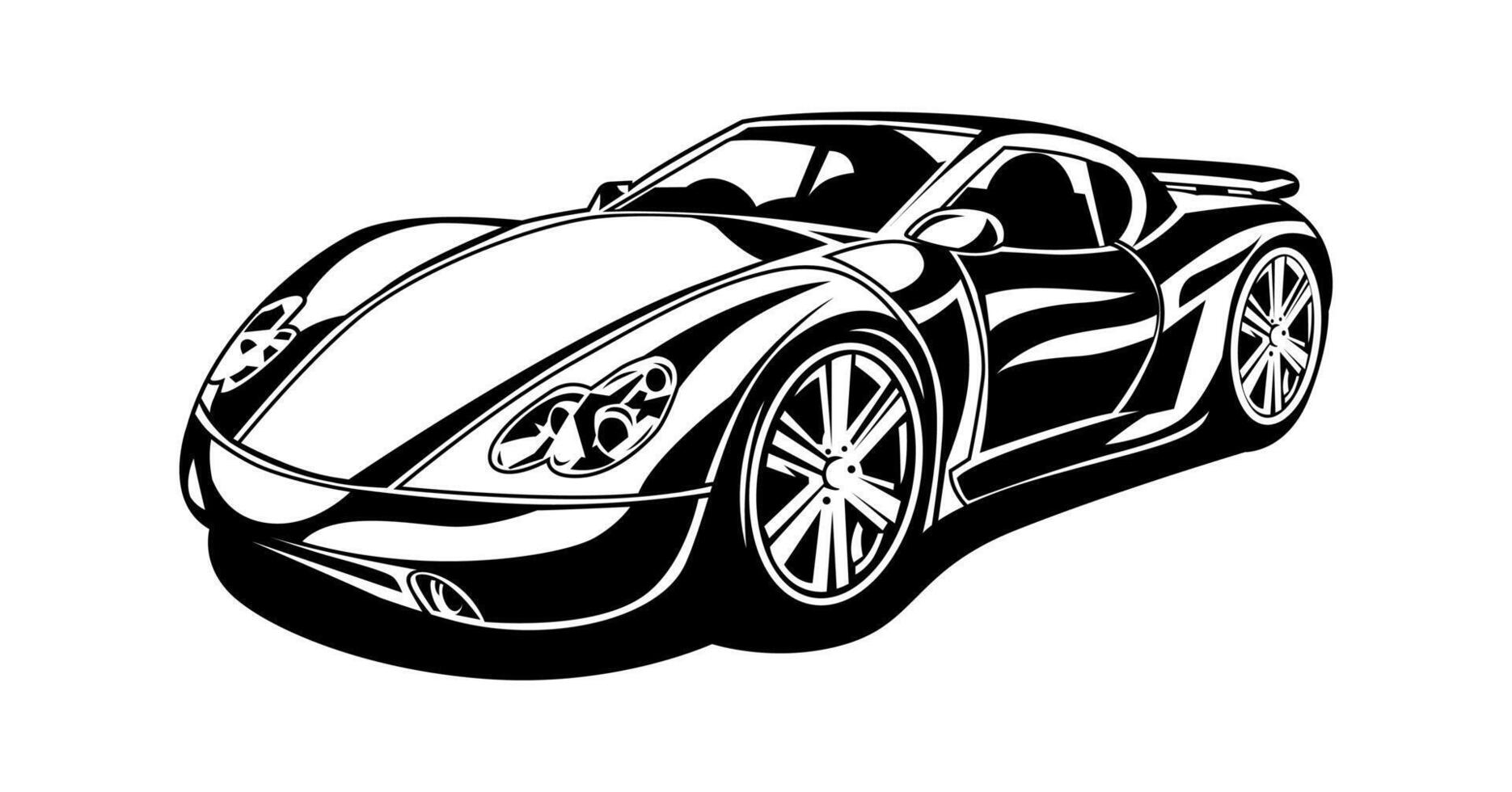 black and white car illustration,car on isolated white background vector