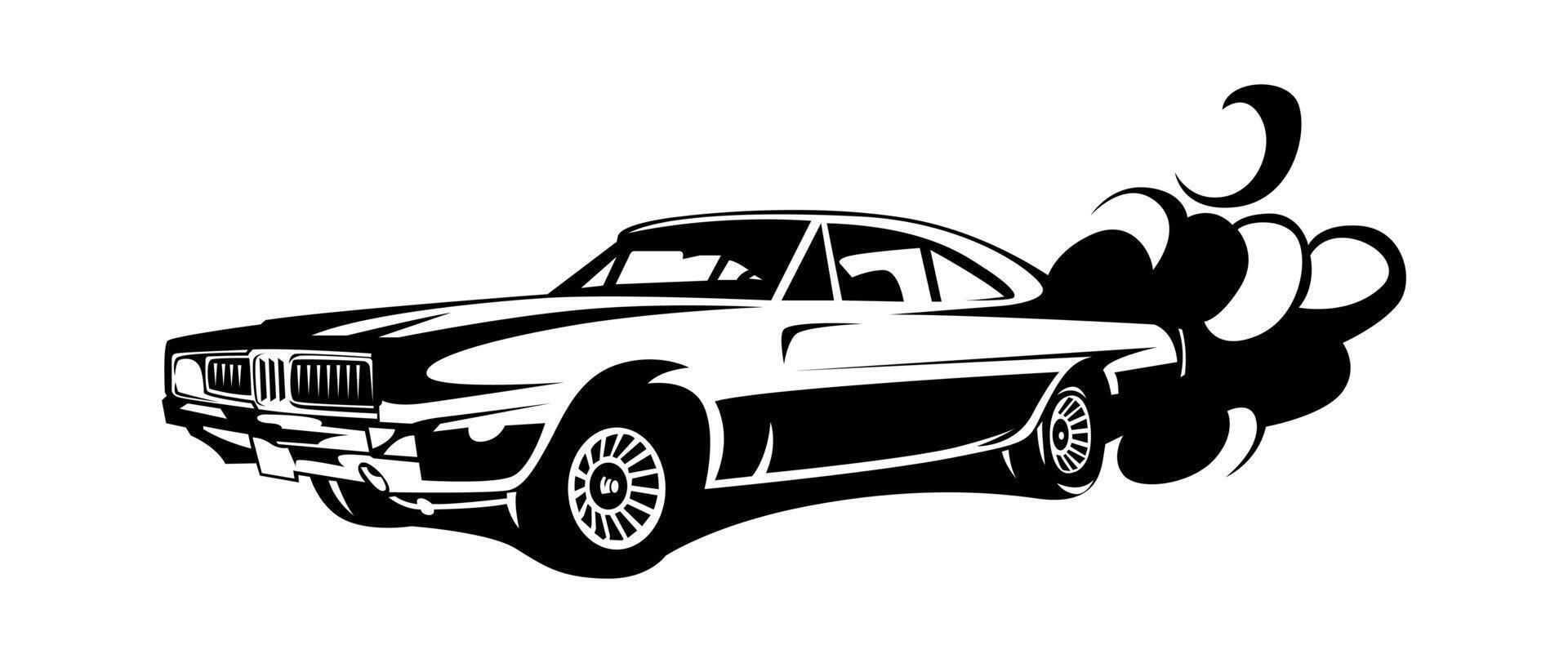 Classic Muscle Car, Monochrome Silhouette vector