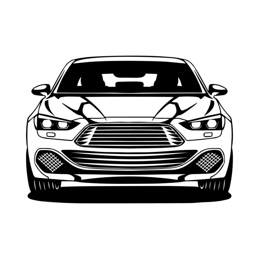 Black And White Car Illustration isolated on white vector