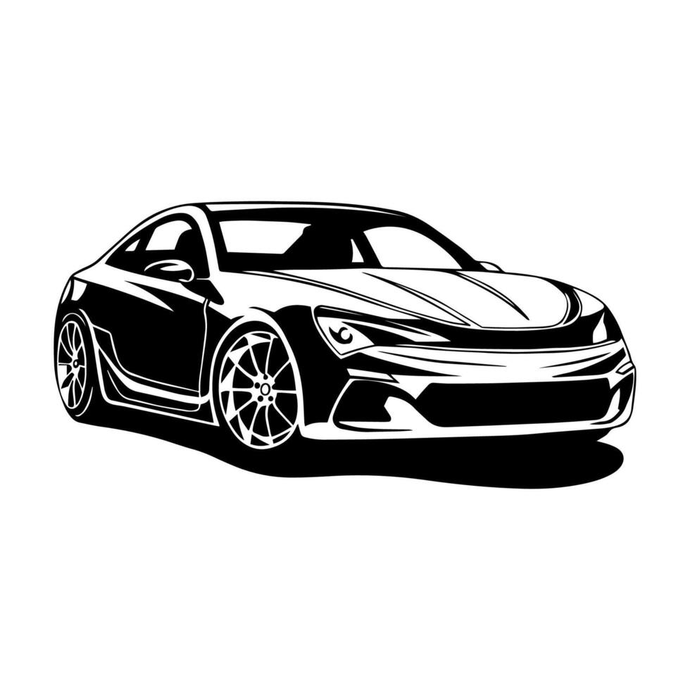 Car illustration, Black and white car for conceptual design, car silhouette vector