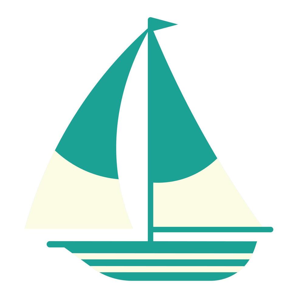 Boat in cartoon style on white background. Isolated icon. vector