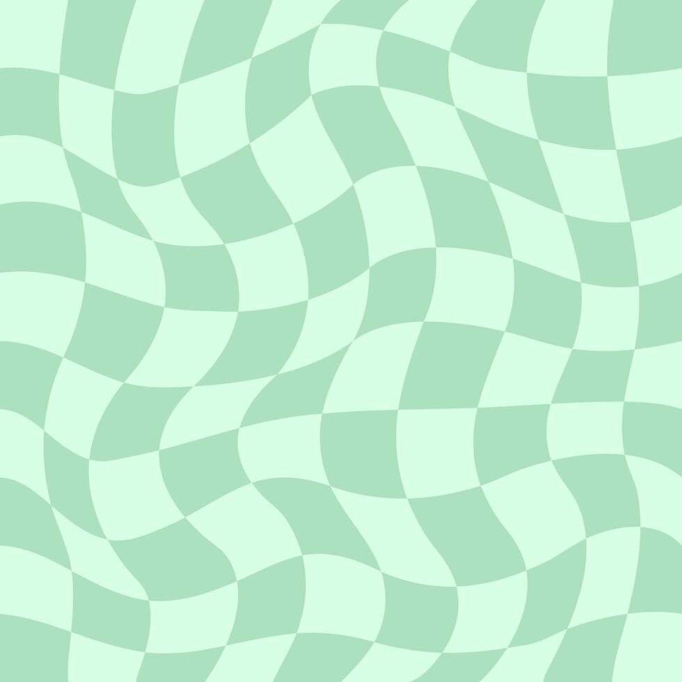 Distorted checkered pattern. Groovy retro hippie seamless pattern. Retro style psychedelic Trendy 70s style. Trippy checkerboard Vintage background. Distorted geometric pattern. Abstract monochrome. vector