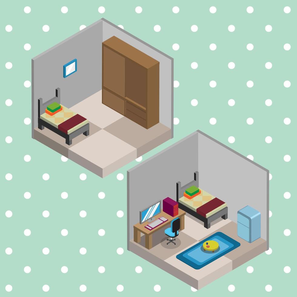 ISOMETRIC BEDROOM ART vector