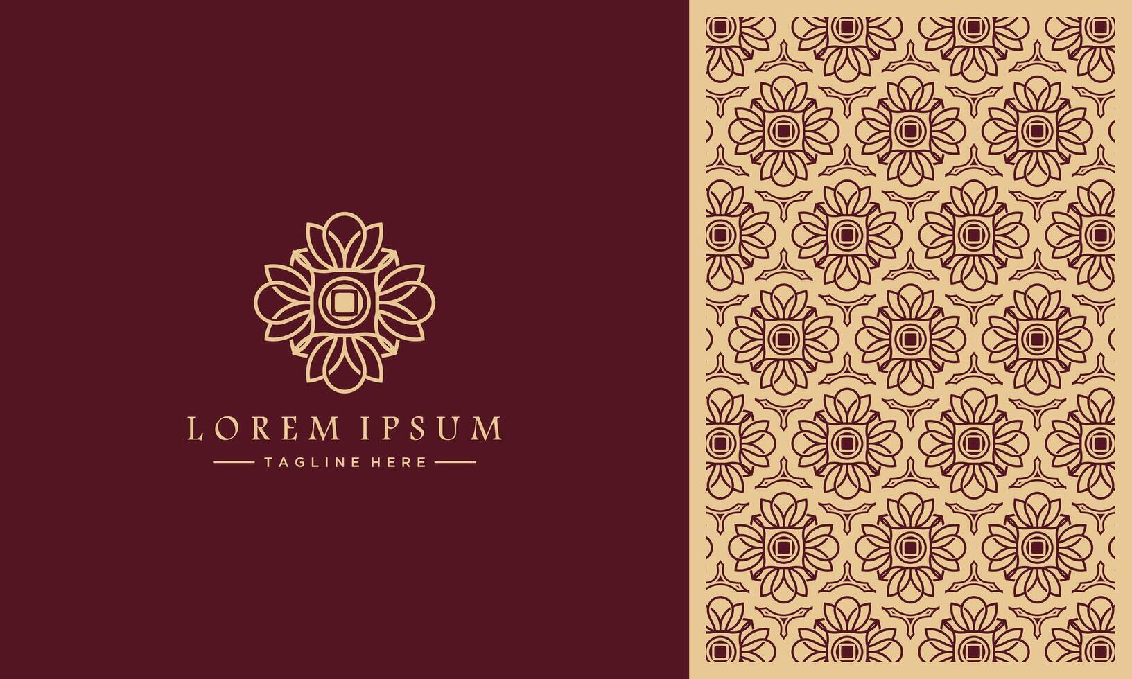 luxury logo and batik floral pattern art design vector