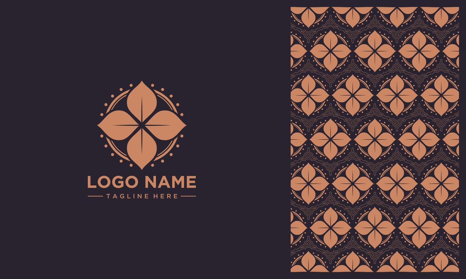 luxury logo and batik flower pattern art design vector