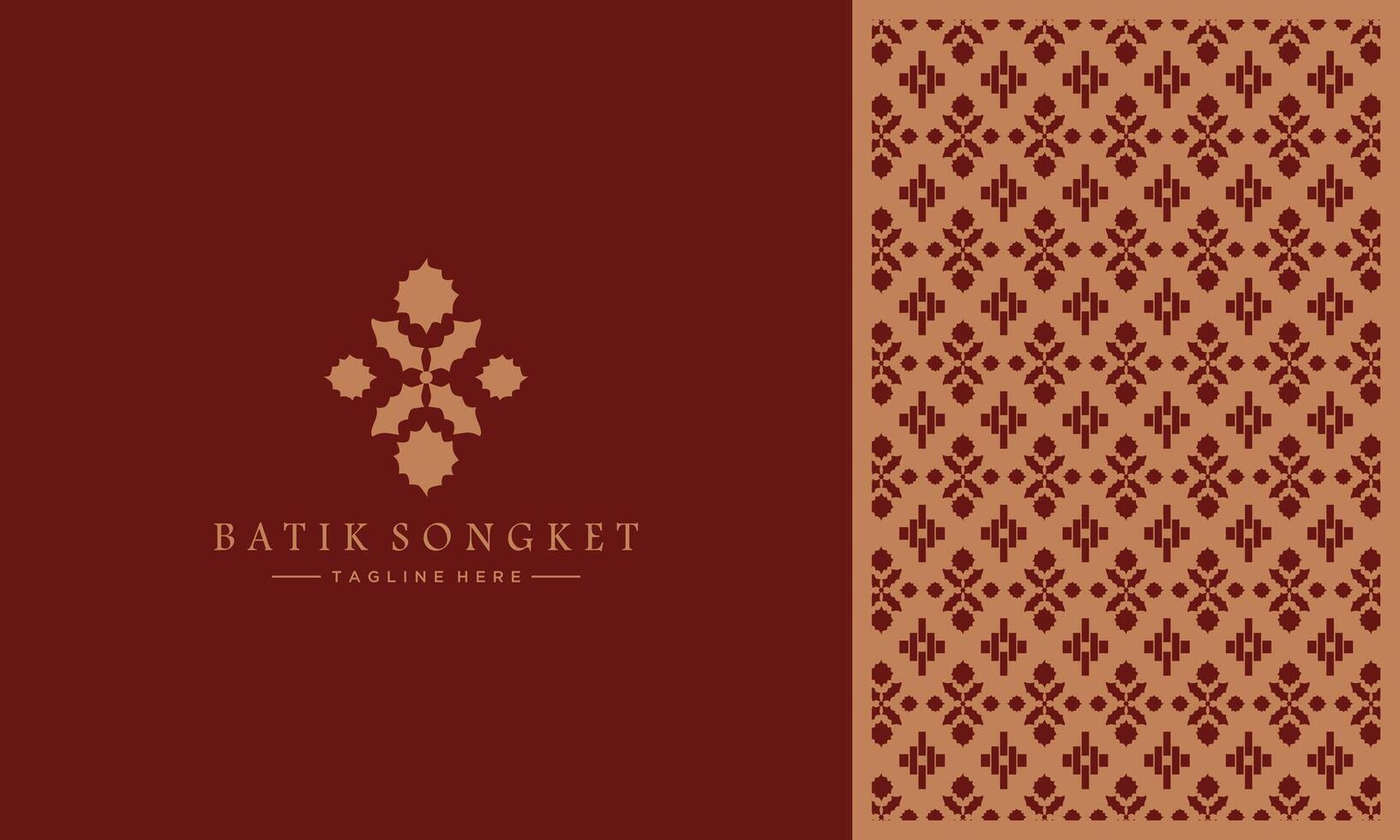 simple luxury logo and batik songket pattern art design vector