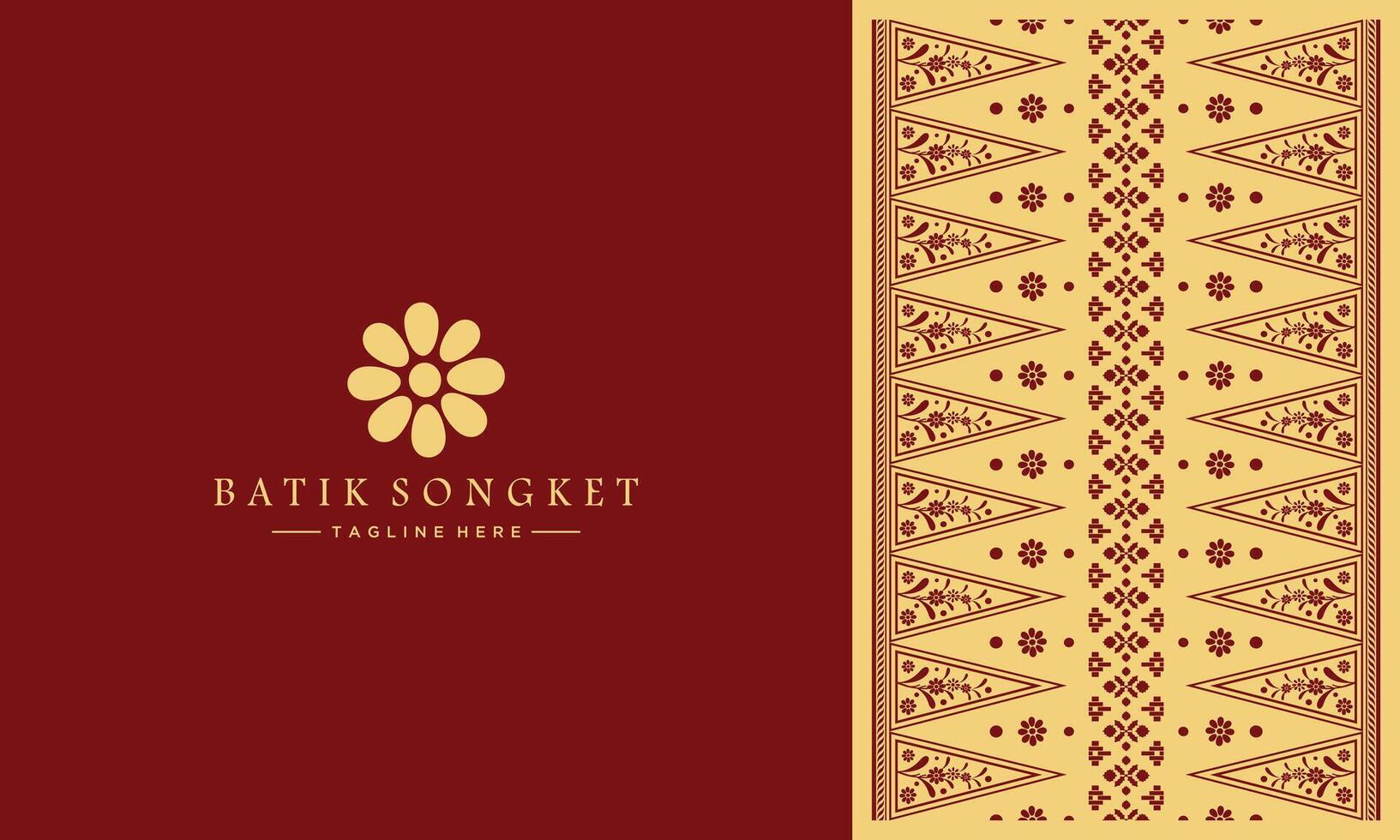 simple logo and batik songket pattern art design vector