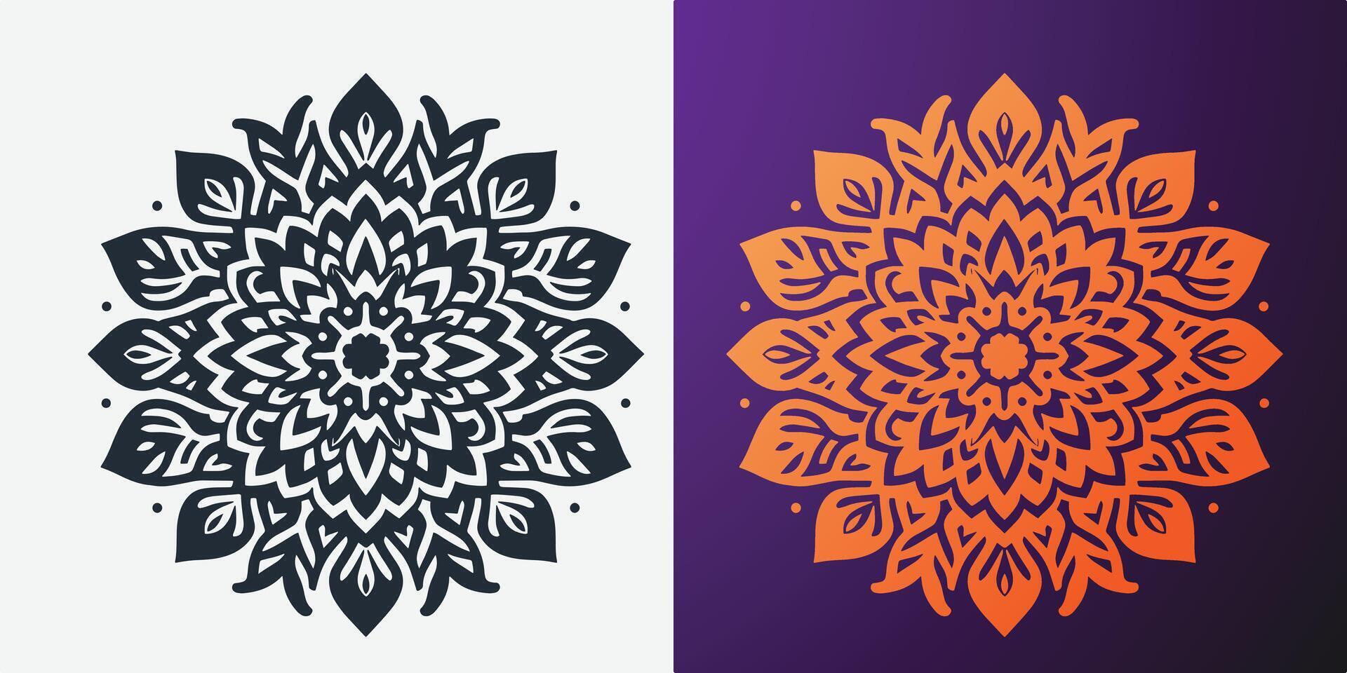 Floral mandala design gradient color vector