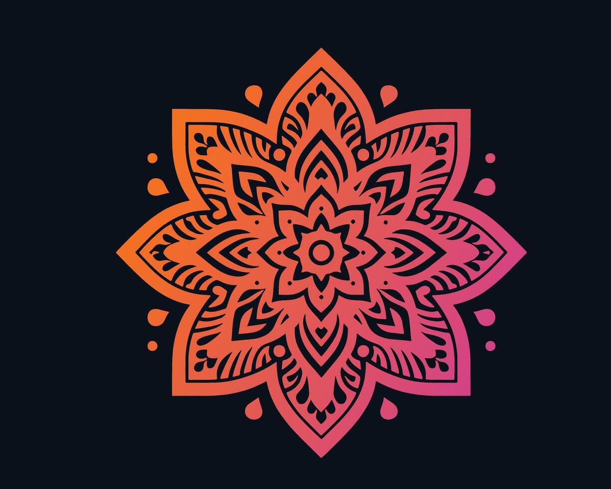 Floral mandala design gradient color vector