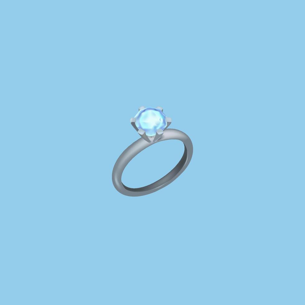 a wedding ring with a diamond on it. realistic 3d icon vector