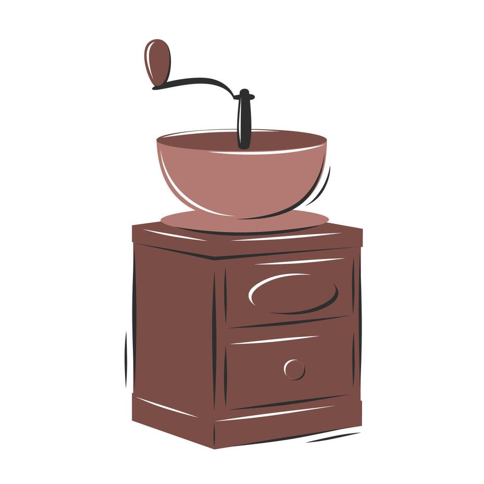 Manual coffee grinder. illustration isolated on white background vector