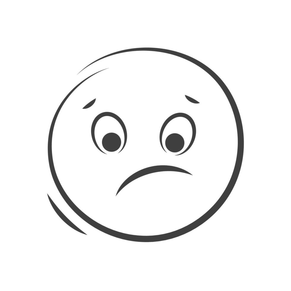 Sad emoticon icon isolated on white background. vector