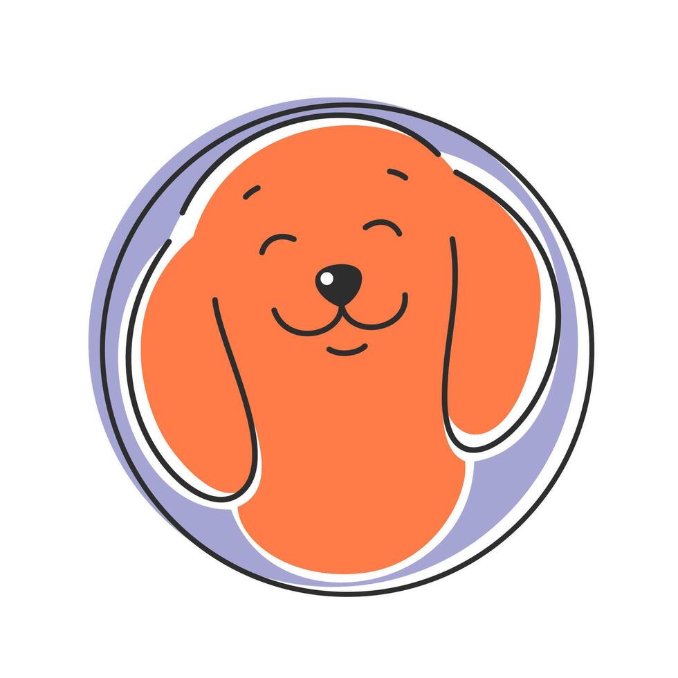 Happy dog face Dachshund. vector