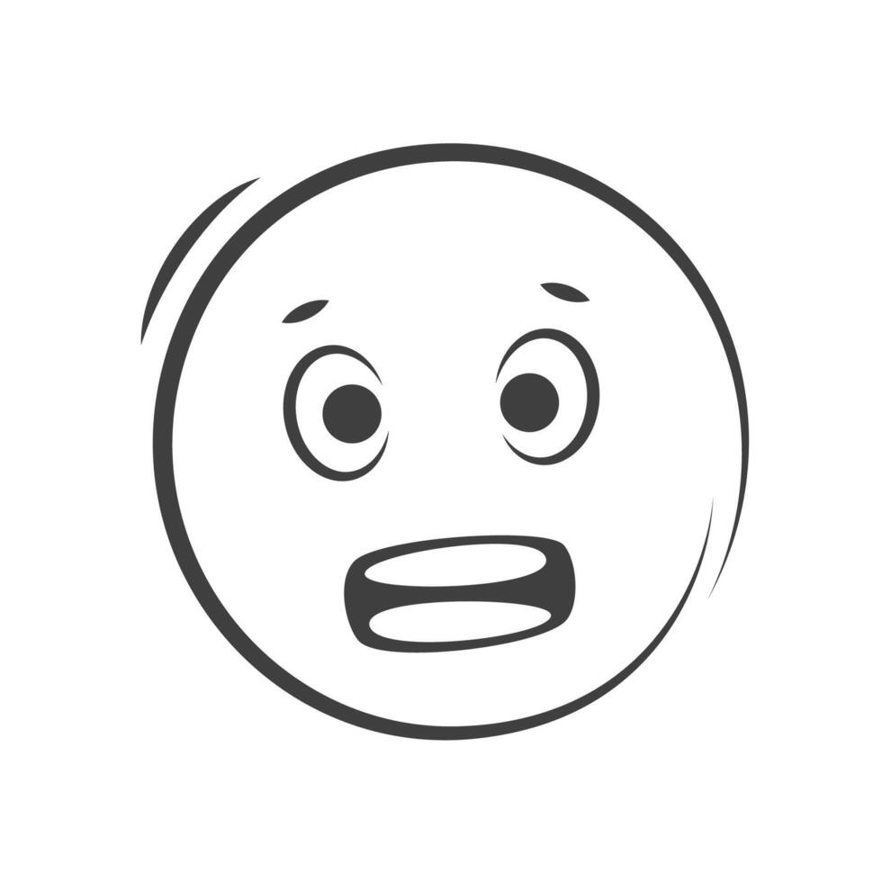 Shocked emoticon, emoji icon isolated on white background. vector