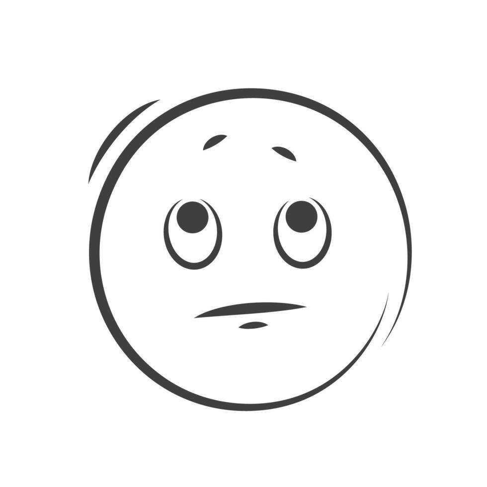 Upset sad emoticon smiley. Frustrated emoji isolated on white background. vector