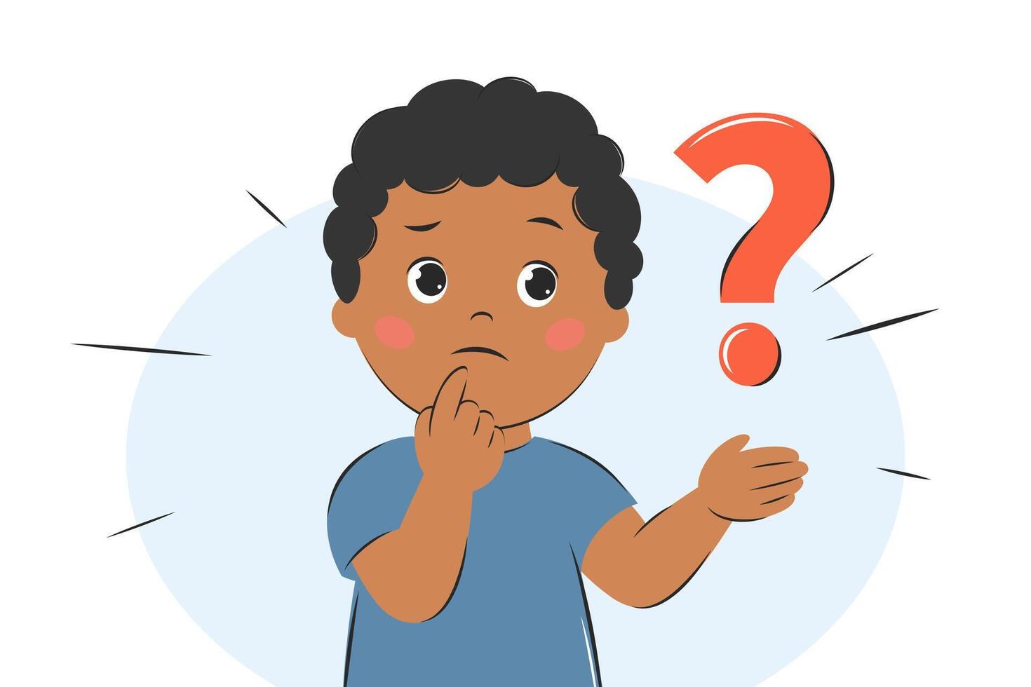 Little boy asking question. Knowledge and education concept. vector
