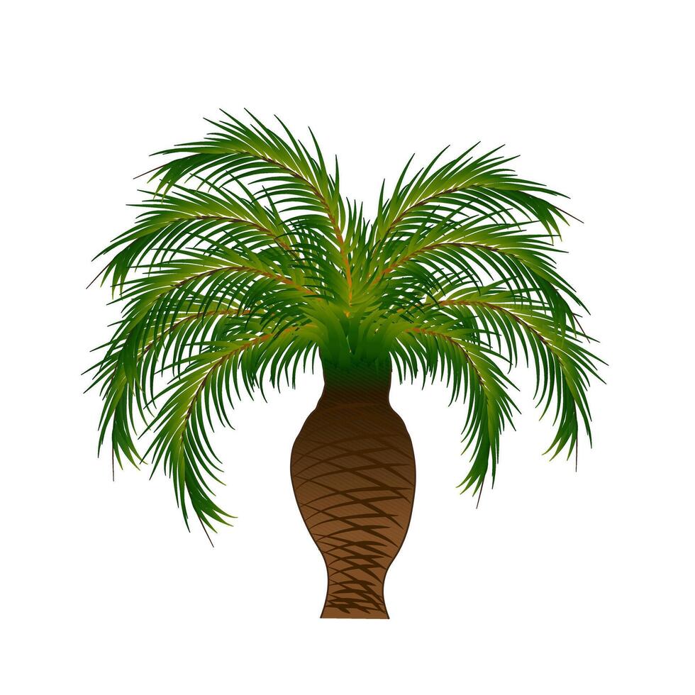 Short Palm Tree with green leaves. vector
