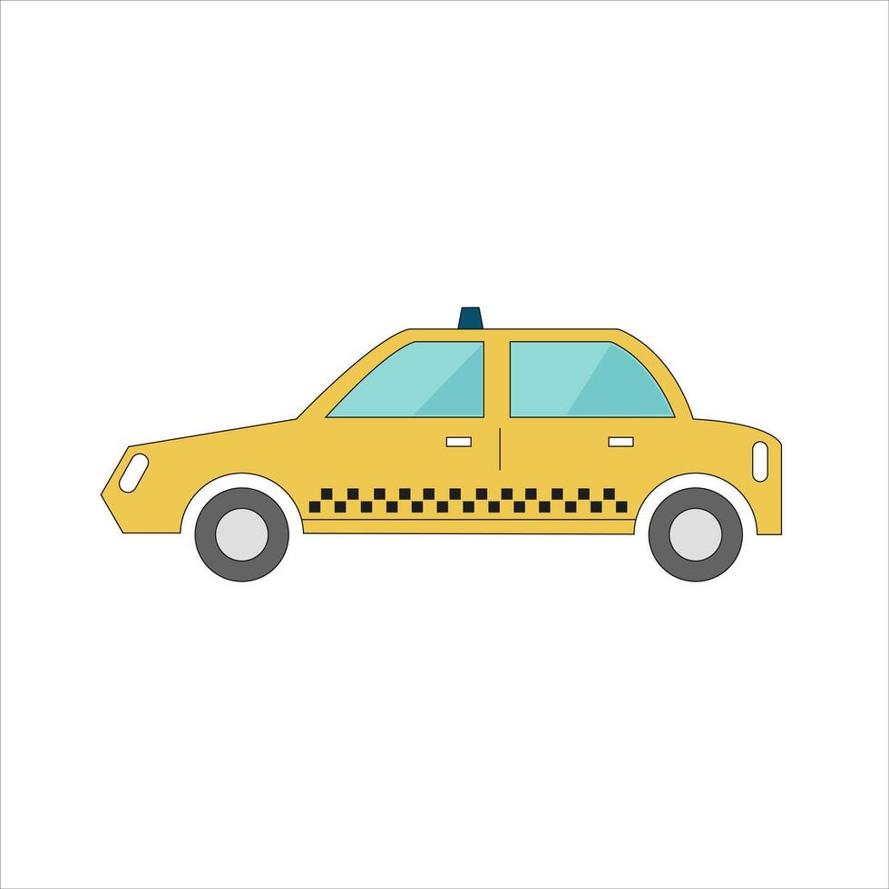 A yellow taxi car with a white background. vector