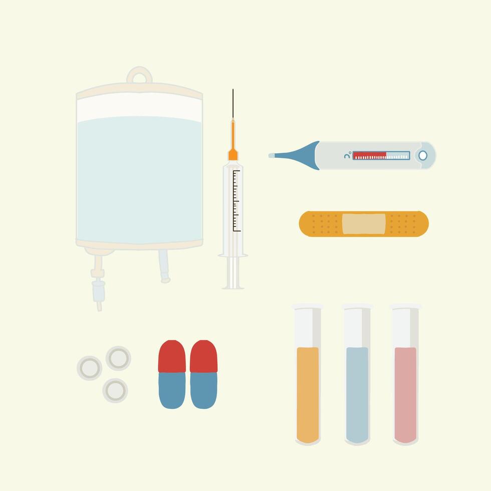 Healthy Care Medicine Hospital Tools People Illustration Simple vector
