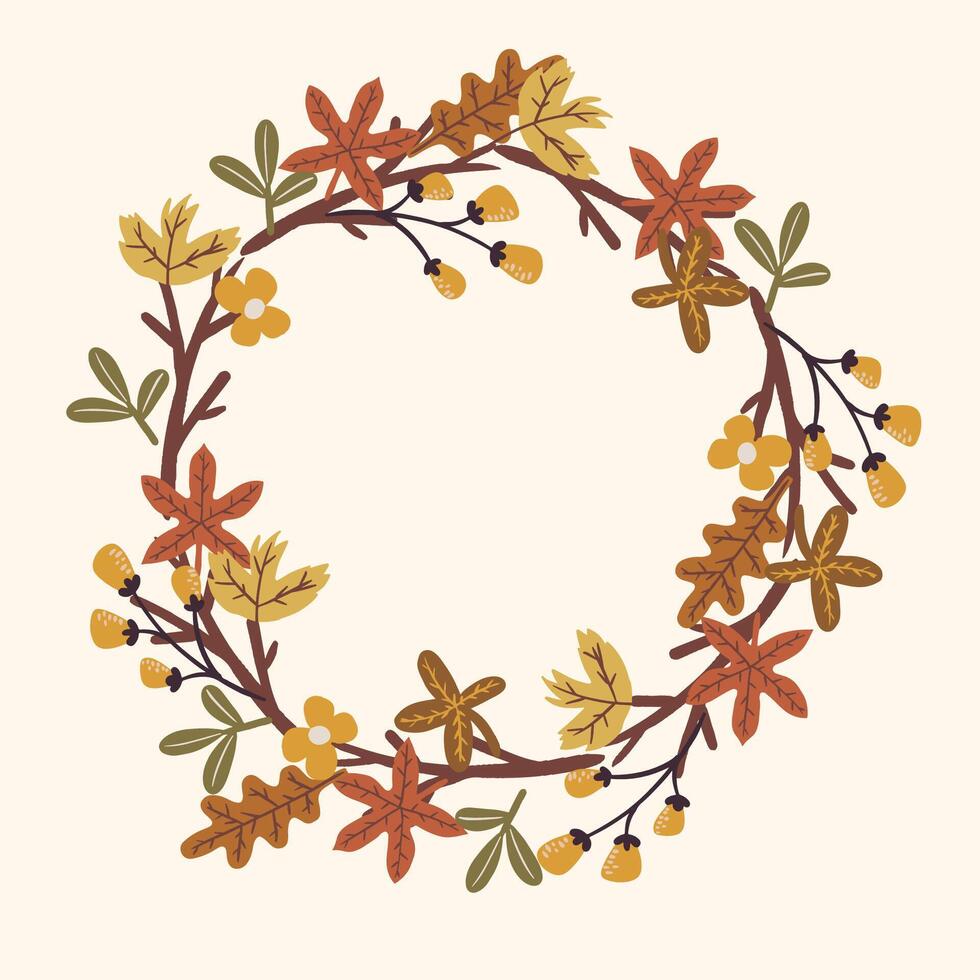 Autumn Nature Themes Sticker Pattern Set vector