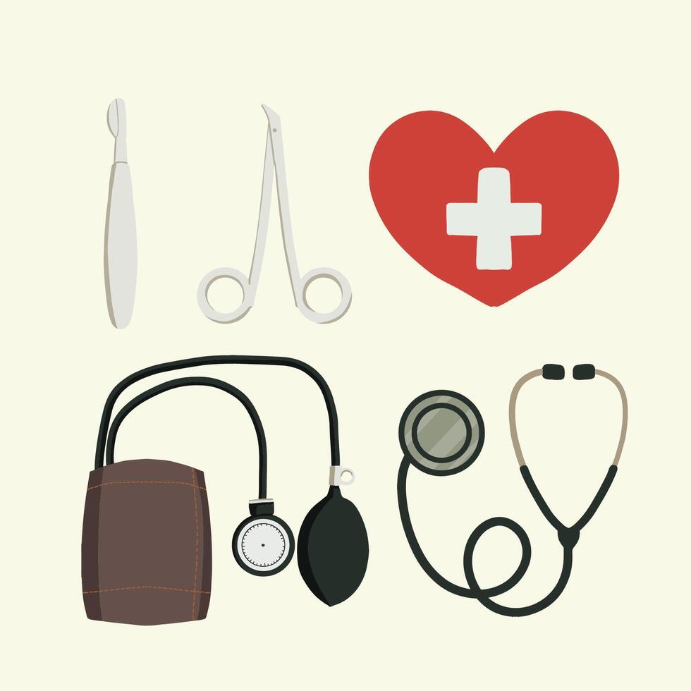 Healthy Care Medicine Hospital Tools People Illustration Simple vector