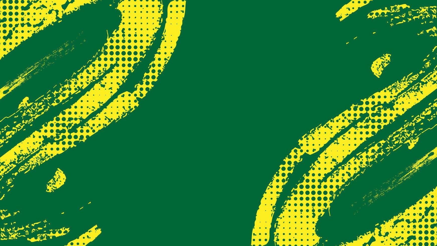 Abstract Background with Green and Yellow Brush Texture and Halftone Effect. Grunge Sport Background, for Event Banner or Poster Design vector