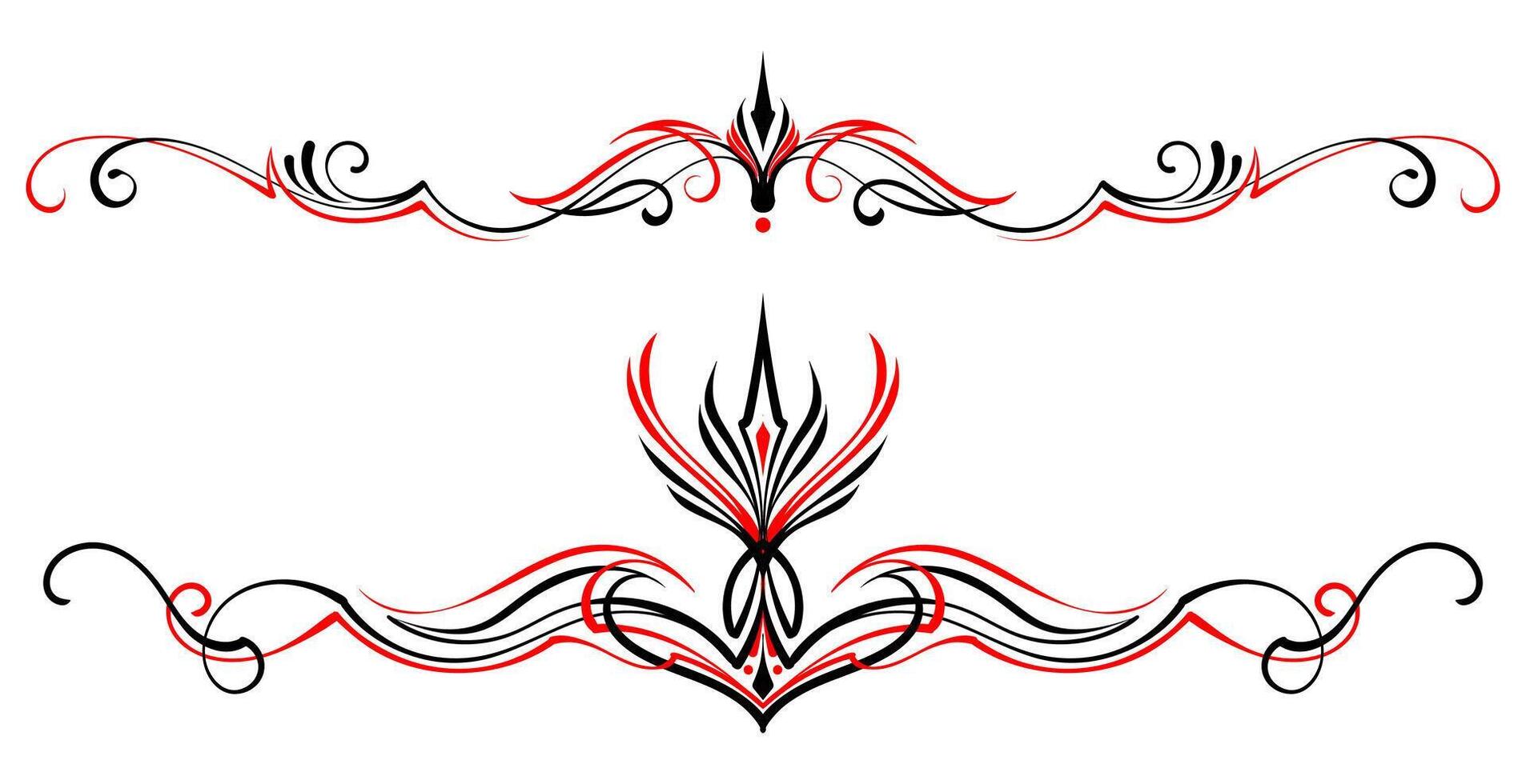 Floral art illustration. Vintage pinstripes art motorcycle and car. Retro and vintage ornaments. For vinyl sticker, painting template, tattoo, apparel, merchandise, border, frame. Eps 10. vector