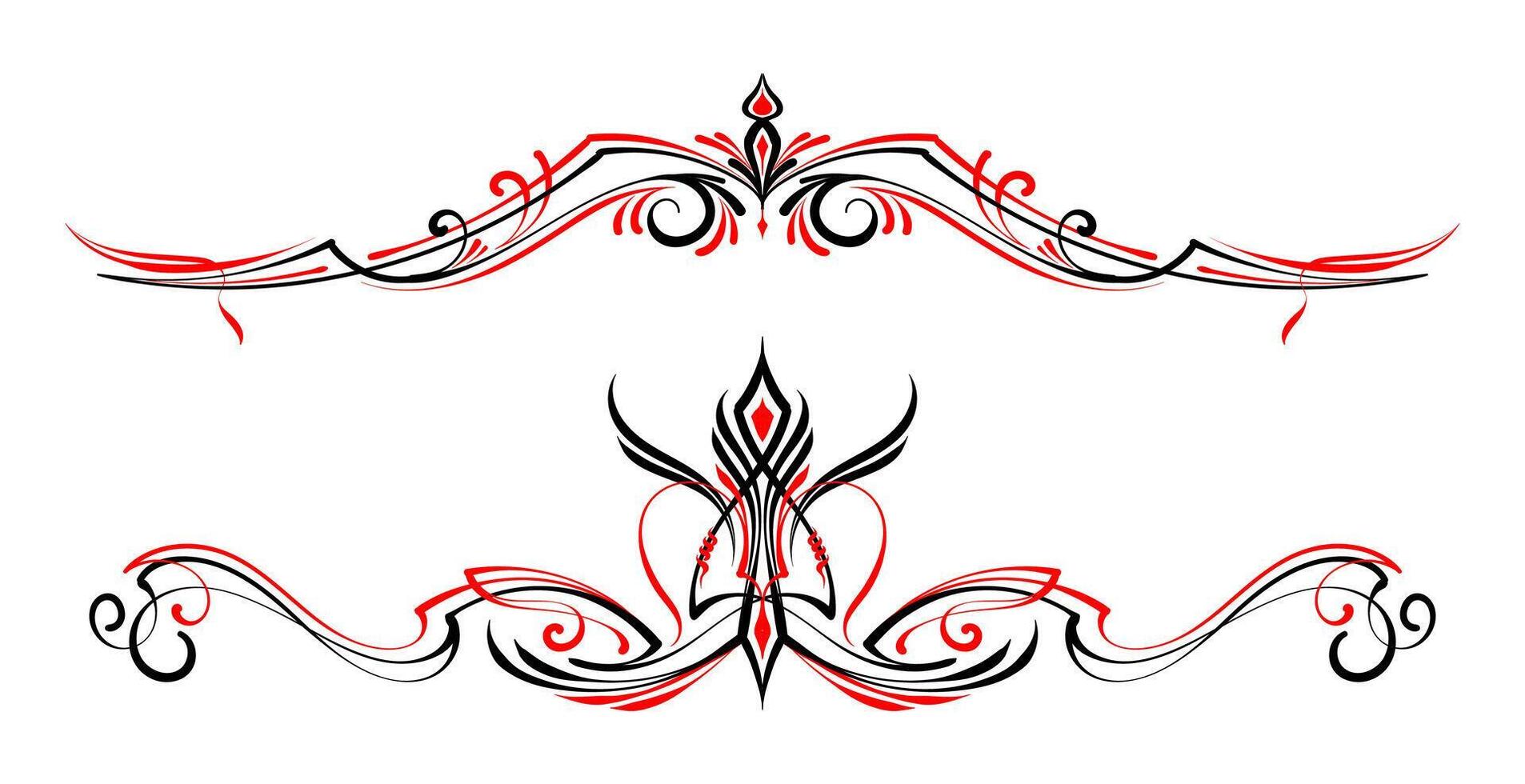 Floral art illustration. Vintage pinstripes art motorcycle and car. Retro and vintage ornaments. For vinyl sticker, painting template, tattoo, apparel, merchandise, border, frame. Eps 10. vector