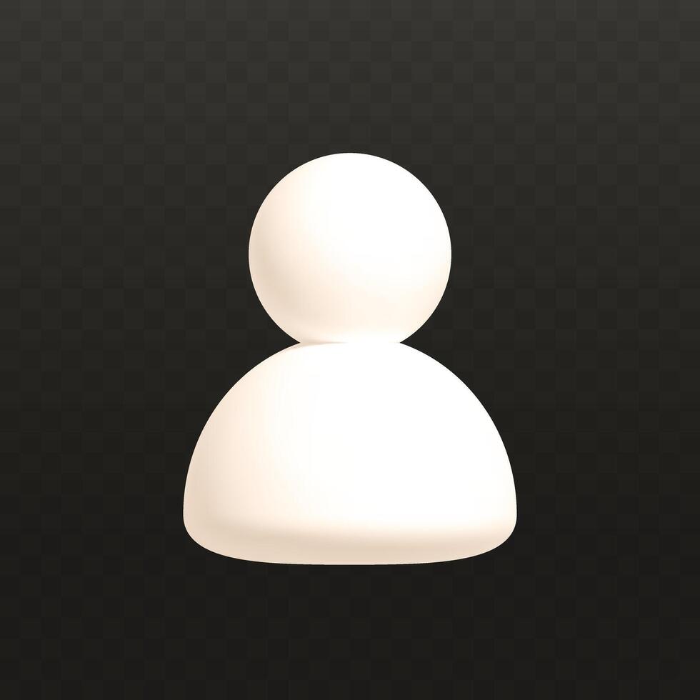 Realistic 3d user icon. Human person symbol in plastic cartoon style. Social network profile badge, abstract business avatar for website profile vector