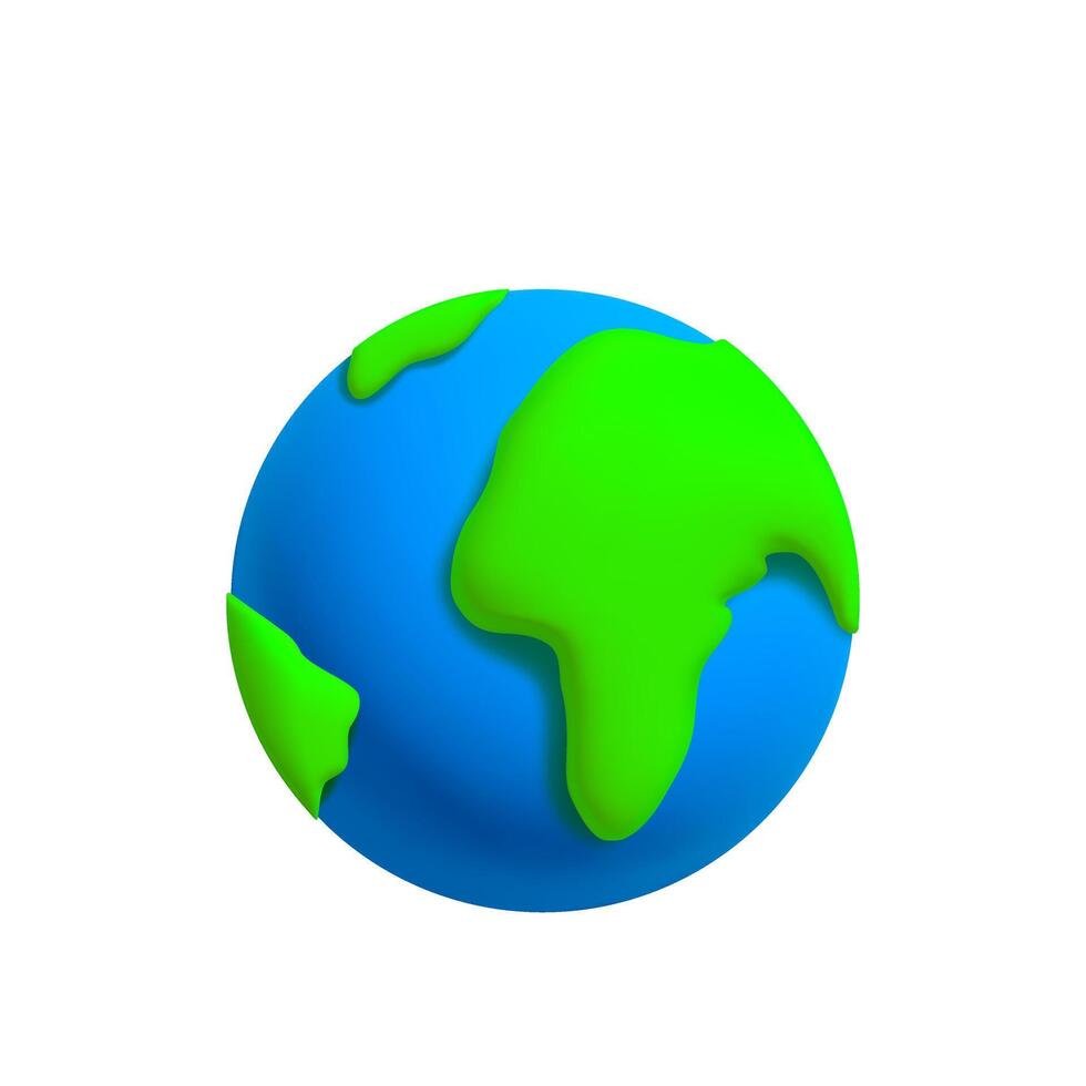 3d planet earth in cartoon minimal style isolated on white background. Plastic icon earth globe for Earth day, world environment day vector