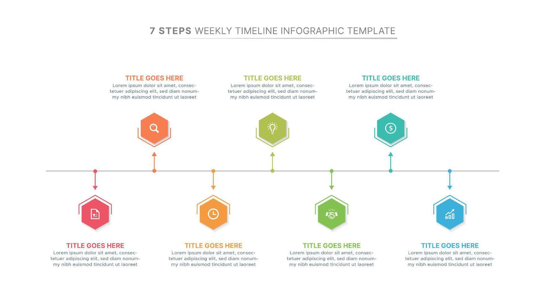 Weekly Planner Organizer Infographic Template Design with 7 Options vector