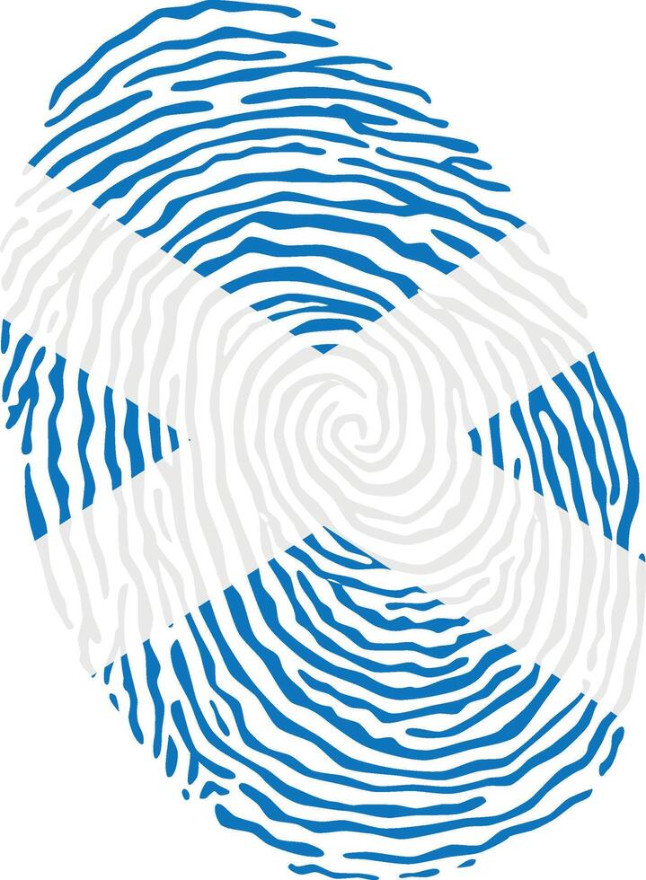 Fingerprint colored with the national flag of Scotland vector